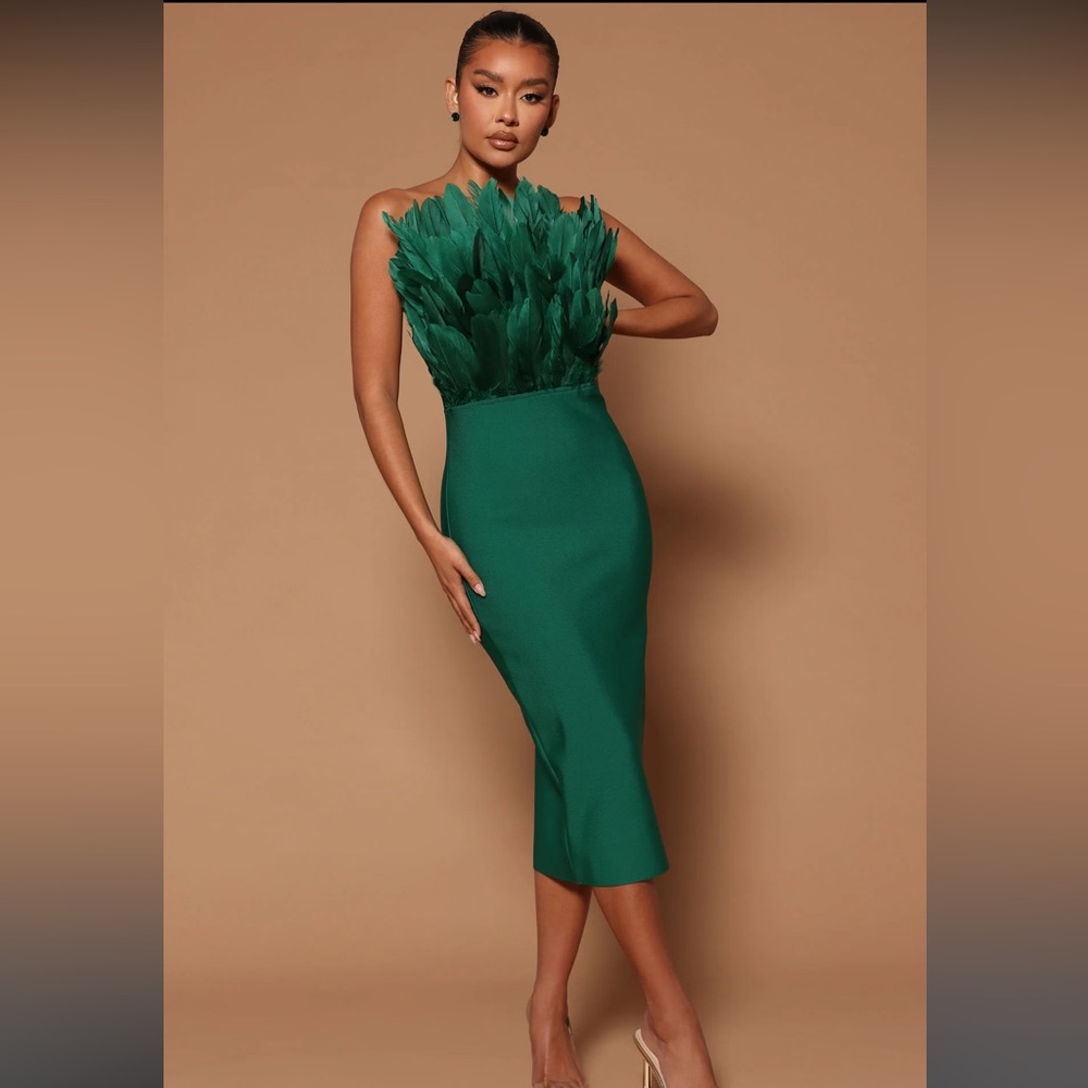 Marianna Bandage Midi Dress - Hunter Green